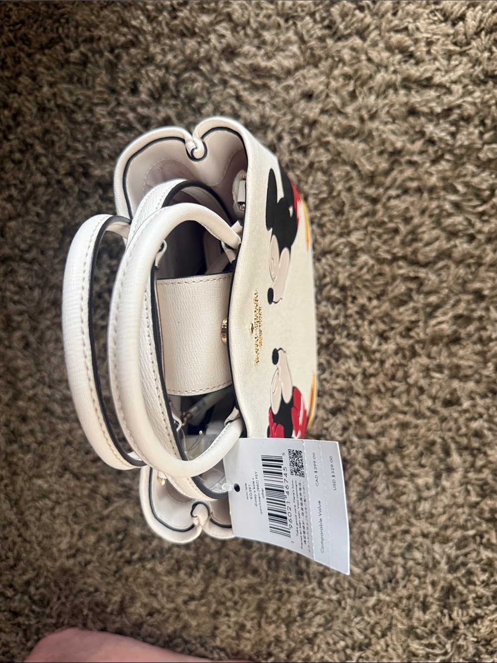 kate spade White Leather Minnie & Mickey Kiss Tote - Picture 2 of 9